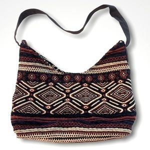 Gold Coast Woven Diamond Patterned Shoulder Bag